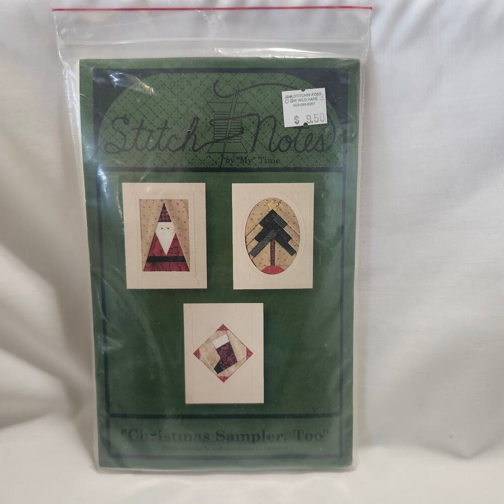 Christmas Sampler Too Stitch Notes By My Time 9 Note Cards Fabric Block Kit B35